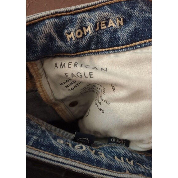 AMERICAN EAGLE Mom Jeans Women's Size 2 STRIGID High Rise Baggy Straight Ripped - Picture 7 of 14